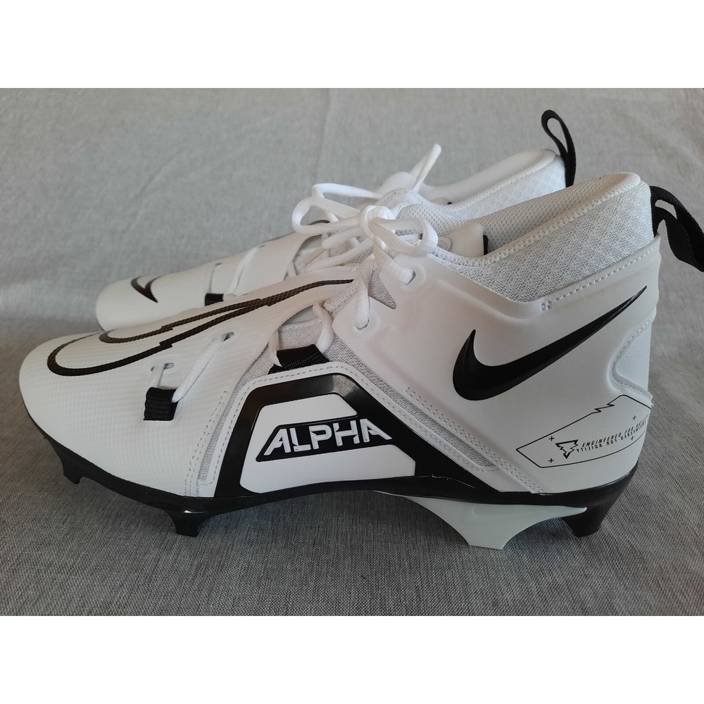 Nike Men's US 11.5 Alpha Menace Pro 3 Football Cleat Mid White Black CT6649-100